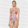 Female One Piece Swimsuit Ins Floral Print Swimwear Cute Fashion Bathing Suit High Elasticity Bikini