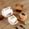 Gift Wrap 10pcs White Kraft Paper Cake Box With Handle Transparent Window Mousse Cupcake Packaging Boxes Wedding Birthday Favor Bag
