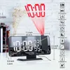 LED Cyfrowy budzik Smart FM Radio Projekcja budzik stół Desktop Watch Wake Up Clock Home Sypialni Dekoracja Alarm 211112