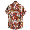 Camisa Branca Mens Manga Curta Floral Casual Impressão Mens Aloha Camisa Praia Férias Férias Camisas Verão Flor Chemise Home 210524