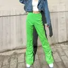 Shenpalae streetwear dobra as calças primavera feminina outono alta cintura verde calças regulares maré feminina 5c825 210427