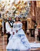 Luxe 2021 robes de mariée sirène avec jupe détachable manches longues bouffantes perlées sur mesure Aso Ebi robes de mariée, plus la taille