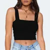 Summer Square Neck senza maniche Crop Top Donna Nero / Bianco Casual Basic T Shirt Off spalla Cami Sexy Backless Tank tee 210607