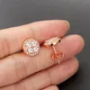 Mode unisexe 18 carats jaune blanc Rose plaqué or complet CZ boucles d'oreilles rondes pour hommes femmes beau cadeau