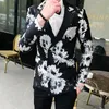 Ślubni Mężczyźni Blazers Business Casual Slim Double Breasted Drukowane Drukowane Kurtka Mens Stage Dress Coat Streetwear Ropa Social Ropa Hombre 210527