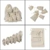 선물 이벤트 축제 용품 가정 가드 곤프 랩 많은 크기의 크기 Dstring Cotton Linen Fabric Cloth Bag 50pcs 천연 삼베 사탕 가방 결혼 P