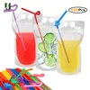 100Pcs Drinking Juice Plastic Bag Beverage Pouch Frosted Bags with Handle Soup and Strawl Liquid Pack Kitchen Freezing