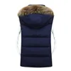 Hiver Mens Gilet Fourrure À Capuchon Casual Sans Manches Outwear Solide Chaud Épais Hommes Veste Hommes / Femmes Chapeau Détachable Coton Rembourré Gilets 210524