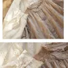 ベージュが来る^^ブティックホロウアウト刺繍フリル100％コットンスタンドカラー日本語スタイルシャツブラウス秋210323