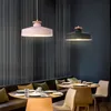 Modern Metal Pendant Lamp Creative Macaron Color Wood Suspension Light Cafe Bakery Shop Hotel Kids Room Blue Green Pink Lighting