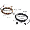 Beaded Strands 2Pcs/Set Heart-Shaped Magnet Couple Bracelets Fashion Natural Stone Lava Tiger Eye Bead Braided Bracelet Yoga Friendship Jew