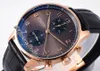 2021 ZFF 371482 ETA A7750 Automatisk kronograf Mens Watch Rose Gold Brown Black Dial Leather Super Edition Stopwatch klockor (samma tjocklek som äkta) puretime