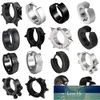 1pair Punk Titanium Steel Ear Clip Ear Stud Earrings For Men Women Black Pierced/No Pierced Fake Ear Circle New Pop Jewelry