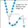 Pendant Necklaces & Pendants Jewelry Crystal Acrylic Rosary For Women Religious Christian Virgin Mary Jesus Cross 8Mm Beads Long Chains Fash