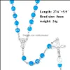 Anhänger Halsketten Anhänger Schmuck Kristall Acryl Rosenkranz Für Frauen Religiöse Christliche Jungfrau Maria Jesus Kreuz 8mm Perlen Lange Ketten Mode