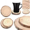 Mats Pads Sqinans Naturel Rond En Bois Dessous De Verre Tasse Tapis Thé Tasse À Café Boissons Titulaire Table En Bois Pour