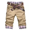 Casual Shorts Pants Men Plus Size Summer Plaid Patchwork Pockets Buttons Fifth Pants Loose Beach Shorts Clothing