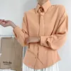 Elegant Women Solid Pink Shirts Fashion Ladies Necktie Pleated Tops Streetwear Female Chic Button Loose Blouses 210430