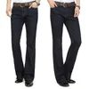 Мужские развлеченные брюки ноги Высокая талия длина вспышки для мужчин Bootcut Black Jeans Hommes Bell Dote 210320
