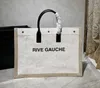 Realfine888 5A 509415 Rive Gauchu grandes sacolas em tela impressa e bolsas de couro com saco de pó