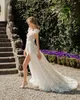 Berta Bohemian 2022 A Line Split Abiti da sposa Boho Abiti da sposa Applicazioni in pizzo Profondo scollo a V Manica corta Abiti da sposa Custom Made