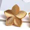 Stud Vintage Metal Gold Color Flower Earrings For Women Fashion Statement Jewelry Gifts Wholesale