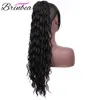 Brinbea 26" Long Deep Curly Drawstring Ponytail with Bangs Japan-made Synthetic Fibers 2 Separate Pieces Black Hair for Women