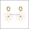 Boucles d'oreilles bijoux coréen Sier fleur transparente en forme de O alliage diamant oreille clou femmes affaires robe de soirée porter boucle d'oreille Aessories goutte