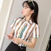 Moda coreana Chiffon mulheres blusas listrado escritório senhora mulheres camisas plus size xxxl womens tops e blusas femininas elegante x0521