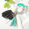 14 Kolory Drewniane Tassel Koralik Bransoletka Bransoletka Keychain Klasa Silikonowe Koraliki Bransoletki Kobiety Dziewczyna Klucz Pierścień Pasek Bransoletka Breloczki Samochód Zroszony Wristlet