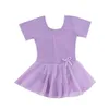 Toddler/Girls Cute Tutu Dress Ballet Leotard For Dance Short Sleeve With Button Bottom On Sale Stage Wear