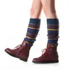 Multicolor Colour Stripe Knee High Anklet Leg Warmers Socks Boot Cuffs Toppers Leggings Women Girls Autumn Winter Warm Loose Stockings Clothing Will and Sandy