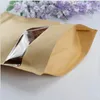 2022 new Food Moisture Barrier Bags with clear Window Brown Kraft Paper Doypack Pouch Ziplock Packaging sealing pouch