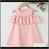 Bebê roupas bebê, maternidadefashion vestidos de sólidos rosa para crianças de algodão verão fora do ombro crianças vestido meninas gota entrega 202