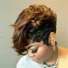 Wunderliche W-Frauen-Pixie schneidet synthetische Haare kurze braune Wein-natürliche Perücken hitzebeständige Perücke für schwarze Willsfactory Direct
