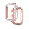 Diamond Dual Color Watch Case Luxe Bling Crystal PC Beschermende hoes voor Apple IWatch -serie SE 6 5 4 3 2 1 44 42 40 38mm