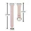 Slim skórzany pasek dla Apple Watch Series 6 5 4 SE zespoły Moda nadgarstek Bransoletka Iwatch 44mm 42mm 40mm 38mm Watchband Smart Akcesoria