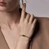 ENFASHION Green Stone Link Chain Bracelets For Women Gold Color Stainless Steel Lady Glass Bracelet Fashion Jewelry Gift B202182