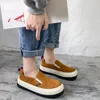 Luxo Sapatos de Pão Mulheres Nova Versão Coreana All-Match Leather Shoe Casual Solic Soled Student Board Sneakers Luxe Marque Femmes Chaussures A97