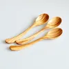 100pcs Olive Wood Spoon Wooden Soup Spoons for Eating Mixing Stirring Cooking Long Handle Honey Spoon Japanese Style DH8575