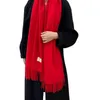 Écharpe à glands chauds hivernaux pour femmes décontractées douces toutes assorties de longs écharpes de grande taille Solide taille châle