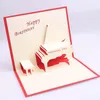 Приветствующие открытки с днем ​​рождения Открытка Джут пустые бумага 3D -рука вверх по лазерной срезанной стереоскопической карте