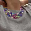 Rainbow -Color Chunky Akrylowy Łańcuch Choker Naszyjnik Lucit Oświadczenie Naszyjniki dla Kobiet Moda Biżuteria 2021 Chokers