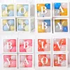 Party-Dekoration, transparente Luftballons, Boxen mit Buchstaben für Jungen, Mädchen, eine Babyparty, Braut, Hochzeit, Geburtstag, Hintergrund
