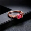 Wedding Rings Fashion Princess Cut Vit Silver Plated Red Color Ring Engagement Smycken