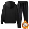 Mężczyźni Dres Winter 2 Sztuka Zestaw Futrzane Pragniony Grube Ciepłe Dres Mężczyźni Jogging Garnitur Fleece Lined Men Sports Nosić Ubrania G1209