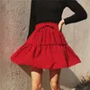 Röcke 2021 Mini Rock Mujer Faldas Frau Frauen Saias Mulher Femme Jupes Chiffon Druck Punkte Falten Hohe Taille Sexy Schaukel