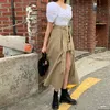 Fashion Summer Puff sleeve Women's Elegant White Blouses + High Waist split Long skirt Two Piece Set Female Suit 210506