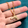 Punk Hip Hop Pistol Submachine Pendant Necklace for Women Men Gold Color Metal Long Chain Fashion Jewelry
