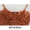 KPYTOMOA KVINNER SEXIGT FASHION MED LACE CREPED TANK TOP VINTAGE RACKLESS Justerbar tunn rem Kvinna Camis Chic Tops 210326